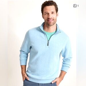 NWT! Tommy Bahama Reversible Flip Coast Half Zip Pullover in Baniff Blue Heather